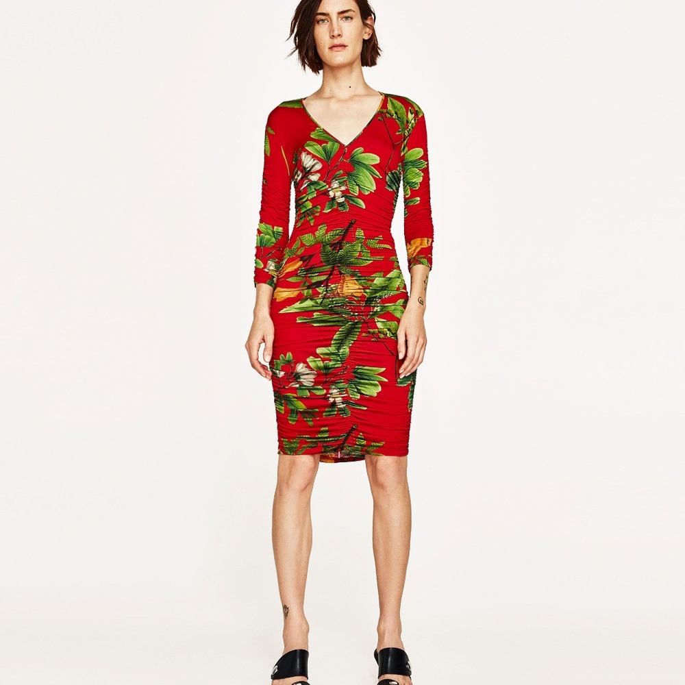 Red floral dress